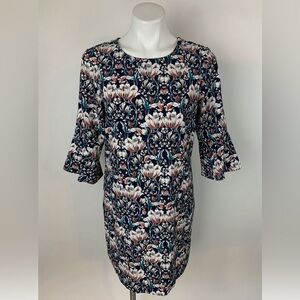 Banana Republic Women’s Navy Floral Shift Dress with Bell Sleeves